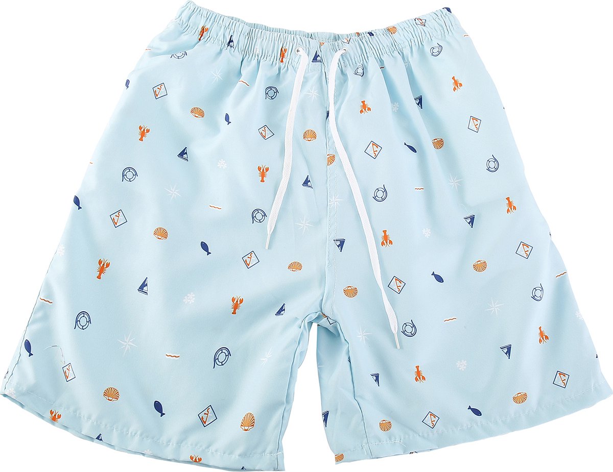 Emilie collection - zwembroek - lichtblauw - zee print - extra lang