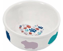 De Boon - Cavia Eetbak - Steen - wit met pastel print - 11cm