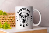 Mok I Love My Pug - pets - honden - liefde - cute - love - dogs - dogs - dog mom - dog dad- cadeau - huisdieren