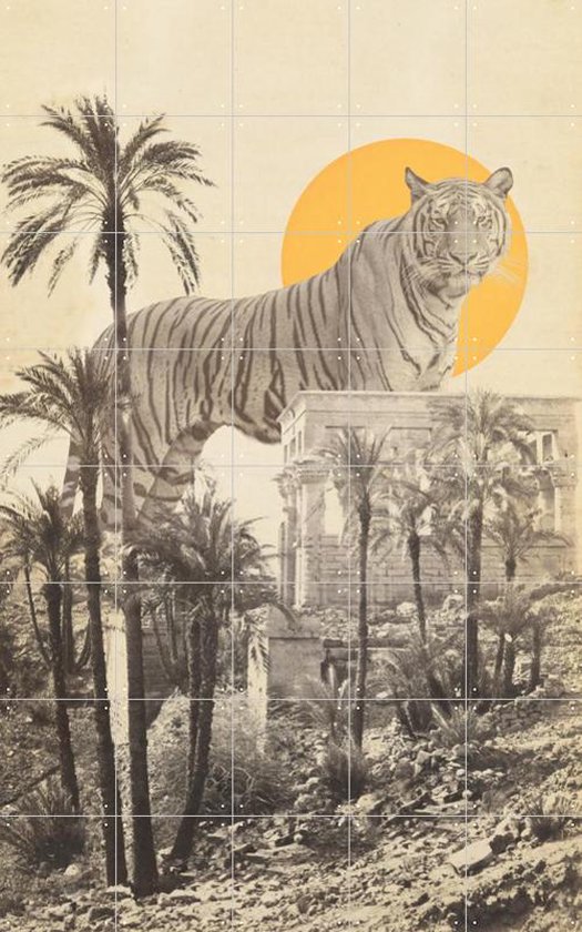 IXXI Giant Tiger in Ruins - Wanddecoratie - Vintage - 100 x 160 cm