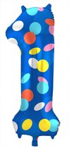 Folat - Folieballon Cijfer 1 Colorful Dots - 86 cm