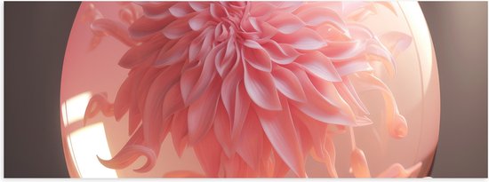 Poster Glanzend – Roze Dahlia Bloem Groeiend in Glazen Bol - 90x30 cm Foto op Posterpapier met Glanzende Afwerking