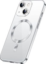 Sulada Soft case TPU en shockproof en lensbeschermer met magnetische ring voor de iPhone 13 Zilver
