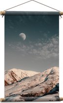 Textielposter - Bergen - Sneeuw - Maan - 40x60 cm Foto op Textiel