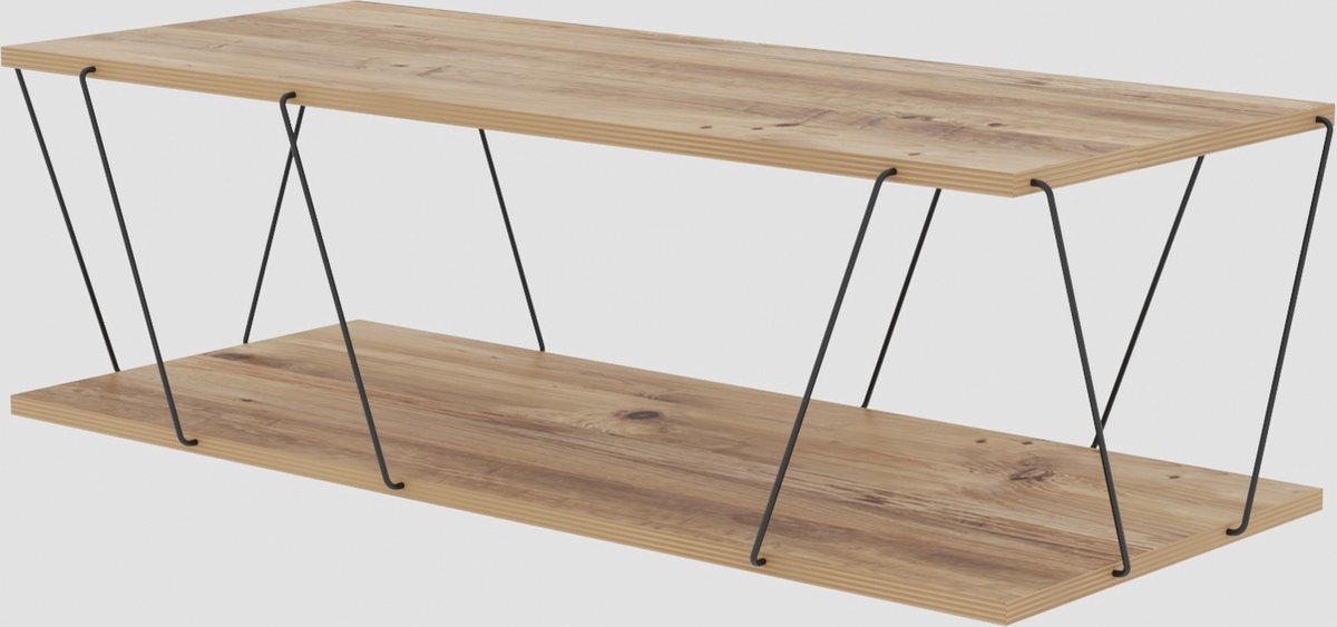 Skye Decor Stijlvolle Salontafel - Zwart & Eiken Design - 120x30x50cm - Duurzaam Melamine Materiaal Natuurlijk licht
