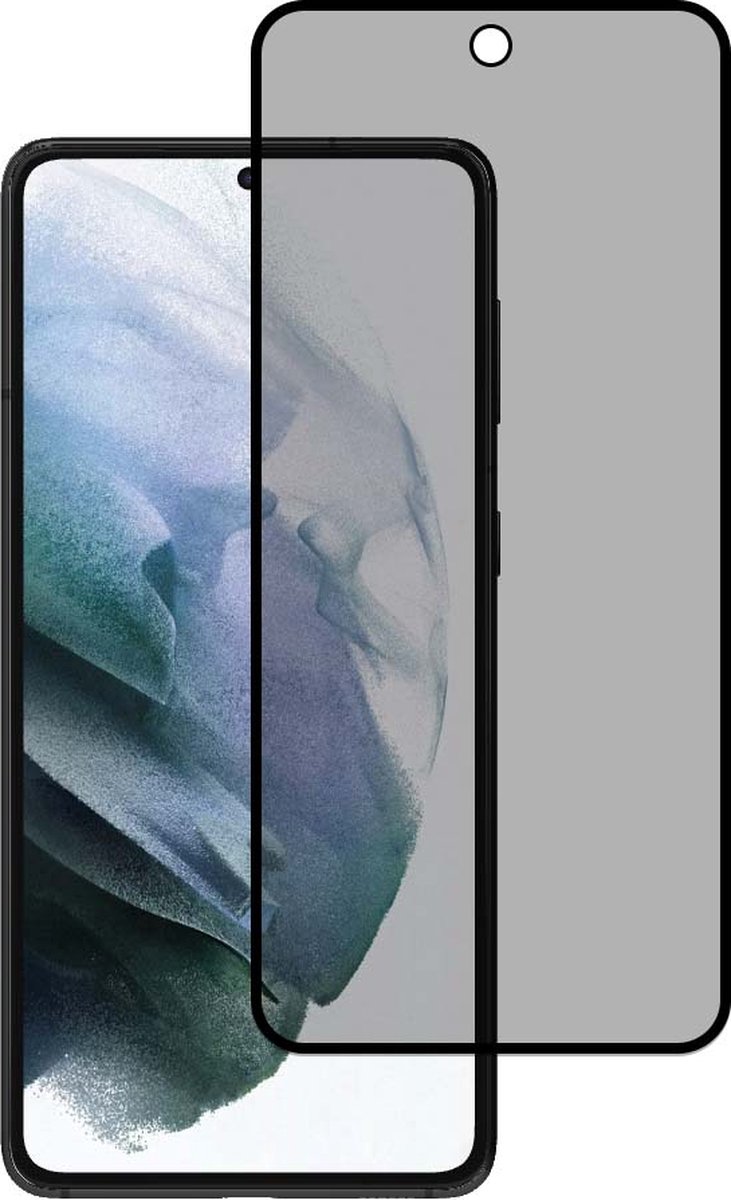 Smartphonica Privacy full cover voor Samsung Galaxy S21 tempered glass screenprotector van gehard glas met afgeronde hoeken geschikt voor Samsung Galaxy S21