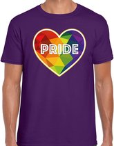 Bellatio Decorations Gay Pride shirt - pride hartje - regenboog - heren - paars XXL