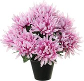 Louis Maes Kunstbloemen plant in pot - lila paars tinten - 28 cm - Bloemenstuk ornament - Chrysanten