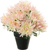Louis Maes Kunstbloemen plant in pot - roze/wit tinten - 28 cm - Bloemenstuk ornament - Chrysanten