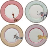 Yvonne Ellen London - Ontbijtbord dieren set/4 - porselein - Leeuw, Zebra, Olifant & Giraffe