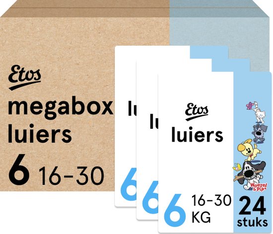 Etos Woezel & Pip Luiers XL Maat 6 - 16-30 kg - Megabox - 72 stuks - Etos