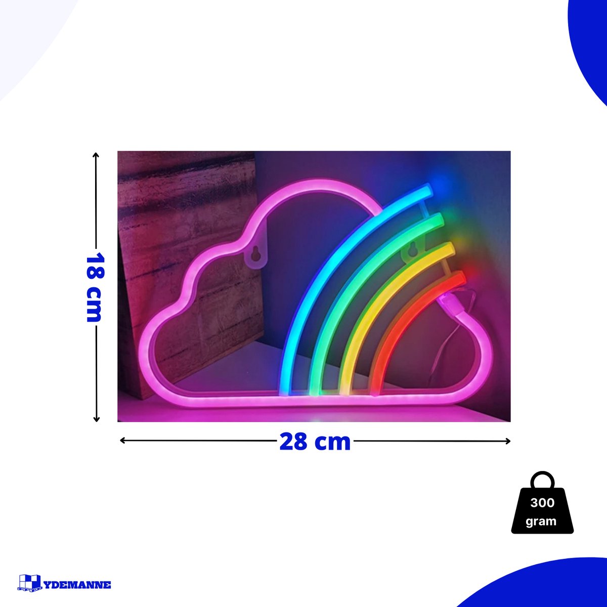 Neon Lamp - Regenboog - Incl. Ophanghaakjes - Neon Sign - 19 x 38 cm