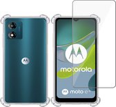 Hoesje geschikt voor Motorola Moto E13 + Screenprotector – Tempered Glass - Extreme Shock Case Transparant
