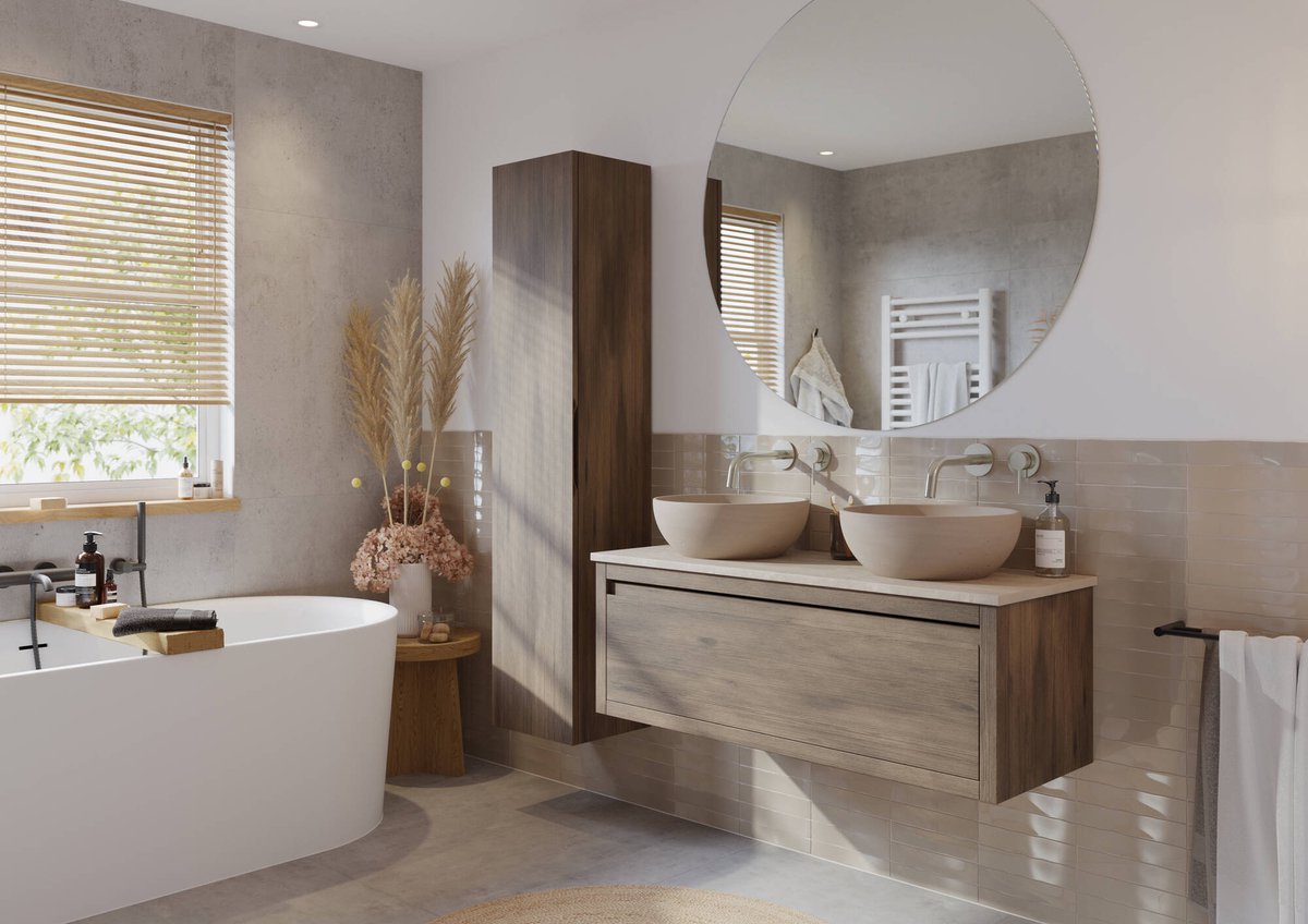 Meuble de salle de bain Ben Elegance avec vasques béton beige 120cm gris  chêne | bol.com