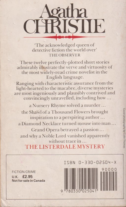 The Listerdale Mystery, Agatha Christie 9780330025041 Boeken bol