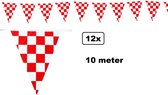 12x Vlaggenlijn rood/wit geblokt 10 meter -blok vlaglijn thema feest festival Brabant verjaardag landen