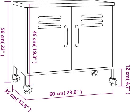 VidaXL Opbergkast 60x35x56 staal