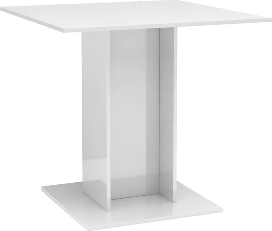 vidaXL Table à manger 80x80x75 cm aggloméré blanc brillant
