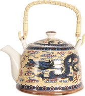 HAES DECO - Chinese Theepot - Porselein - Chinese Draak - Theepot 800 ml - Traditioneel Theeservies, Theekan
