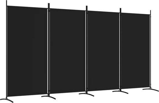 vidaXL - Kamerscherm - met - 4 - panelen - 346x180 - cm - stof - zwart