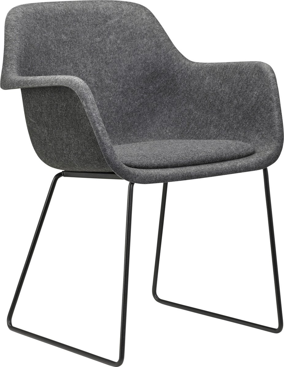 Felt - PET Stoel Antraciet - Zwart Frame - 100% recycle plastic en staal - Zitting Zwart (Fair Furniture Group – Nederlands Familiebedrijf)