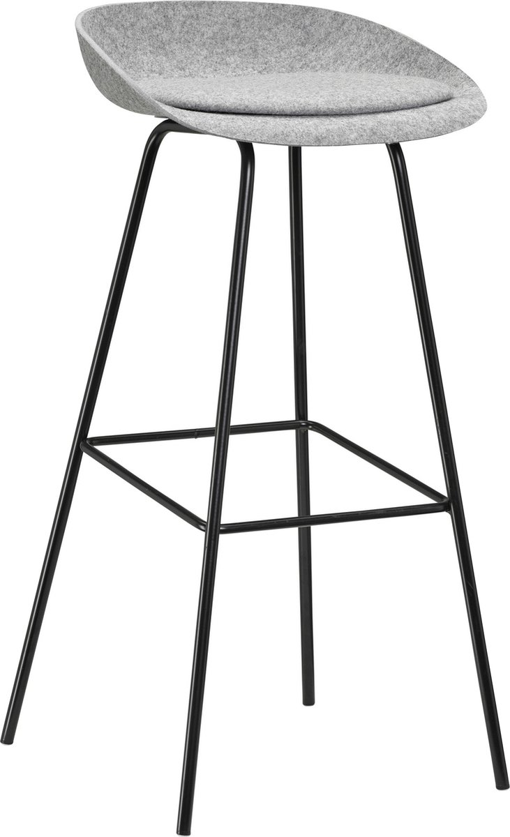 Beuk Felt High PET Stoel Lichtgrijs Zwart Frame 100% recycle plastic en staal Zitting Grijs (Fair Furniture Group – Nederlands Familiebedrijf)