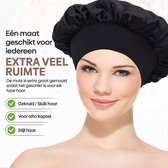 Satijnen Slaapmuts Bonnet - Anti-Klit Zijden Haarmuts met Elastiek - Haarbescherming ’S Nachts - Zwart