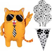 8-delige ballonnen set Cool Cat Zonnebril - kat - poes - ballon - folie - zonnebril - pootjes - decoratie - dier - huisdier