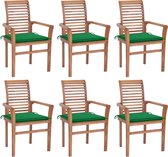 vidaXL de Chaises de salle à manger 6 pièces avec coussins verts Teck massif