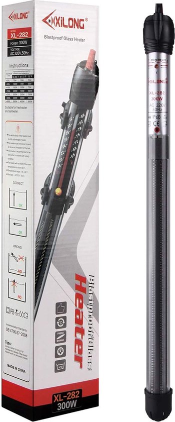 Efficiënt Aquarium Verwarmingselement met Thermostaat - 300 Watt - voor aquarium van 80cm of meer