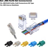 Connecteurs RJ45 à sertir à montage traversant pour câble réseau CAT6 (fixe/flexible) 10 pièces (type JMS-EZ) + 10 pièces virole de câble interne JMS