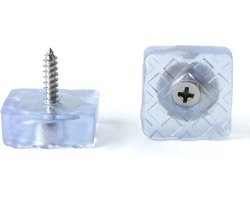 FSW-Products - 4 Stuks - Rubberen Voetjes - Onderzetters - Vierkant - Rubber Dopje - Meubelonderzetter - Trillingsdemper - Anti Slip - 22x22mm - Transparant