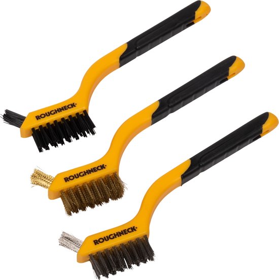 Roughneck - Mini staalborstelset 3-delig (Nylon, RVS en Messing) | bol