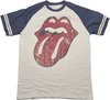 The Rolling Stones - Lick Raglan T-shirt - XL - Creme/Blauw