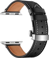 Bracelet en cuir - convient pour Apple Watch Series 1/2/3/4/5/6/7/8/ Ultra/SE avec boîtier de taille 44 mm - noir
