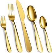60-delige bestekset goud roestvrij staal bestek, mes vork lepel gebruiksvoorwerpen set service voor 12, spiegelglans & vaatwasmachinebestendig