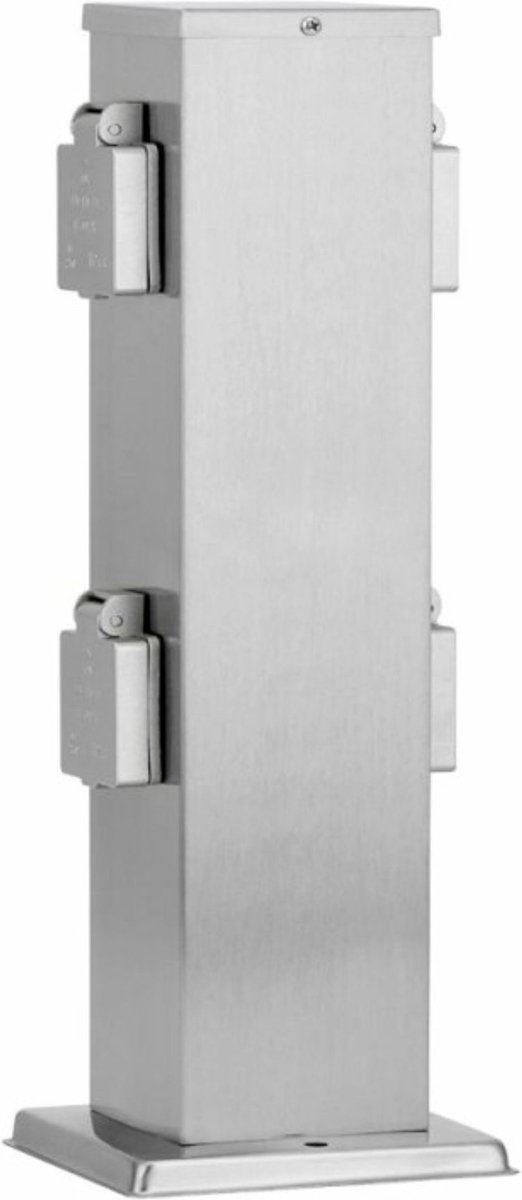 Buitenstopcontact 2 Zijden Enkel (2x) Op 30cm Zuil Zwart IP44