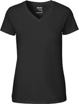 Ladies´ V-Neck T-Shirt met korte mouwen Black - XXL