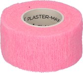 Plastermaxx de hypoallergene elastische pleister ( roze ) die werkt zonder lijm. Waterbestendig, rekbaar, anti allergisch, latex vrij, absorbeert bloed, afscheurbaar ( geen schaar nodig ) lengte 450cm x breedte 2,8cm, handig voor thuis of op reis