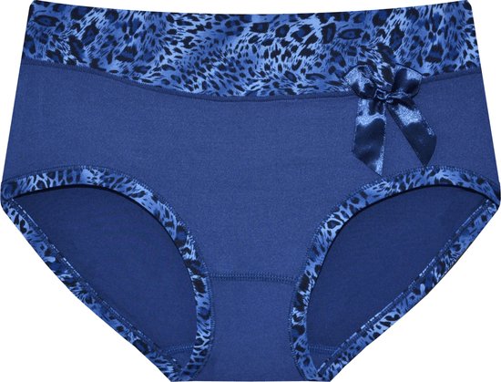 Dames slips 3 pack met panterprint randje donker blauw L