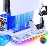 Phreeze Console Oplaadstation met Dual Charging, Verstelbare Ventilatie, RGB Verlichting, Headset & Game Houders - Geschikt voor Playstation 5 Disc en Digital Editions