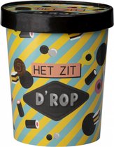 Snoeppot - Het zit d'rop - Candy Bucket - Gevuld met Snoep en Drop
