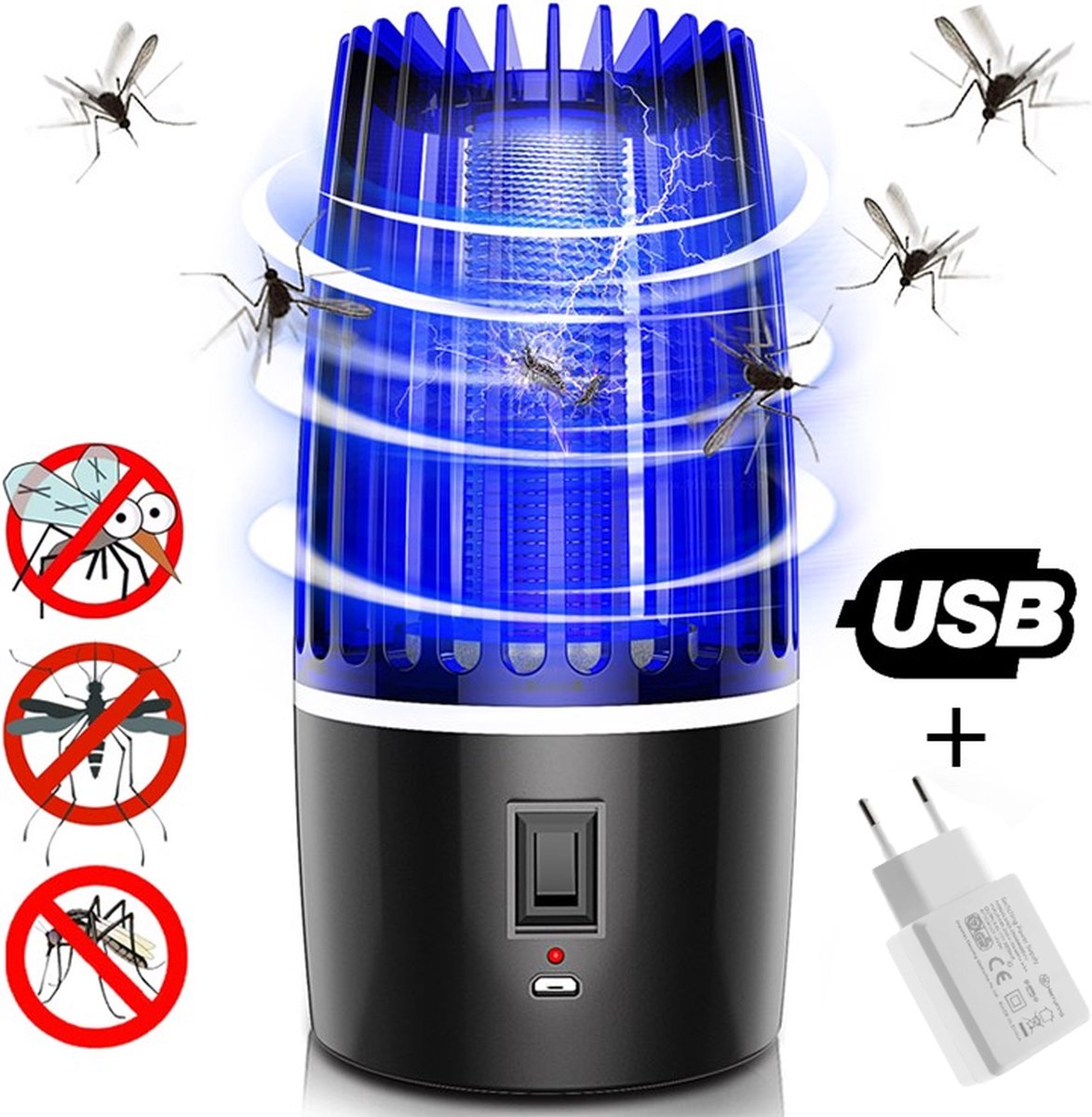 TribeTek - 2 in 1 Muggenlamp + Stekker - 4000 mAh ingebouwde batterij - Oplaadbaar - Nachtlamp - Muggenvanger - Insectenlamp - Insectenvanger - Mosquito Killer - Anti muggen - Muggenzuiger - TribeTek