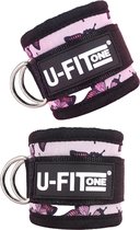 U Fit One 2 Stuks Ankle Strap Fitness met Draagtas - Enkelband - Ankle Cuff Strap - Enkel straps - Roze Vlinder