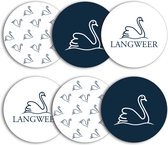 Set luxe onderzetters in cadeaudoosje | Langweer - Zwaan - Swan fan Langwar - Friesland | cadeau | set van 6 stuks | Ø10cm