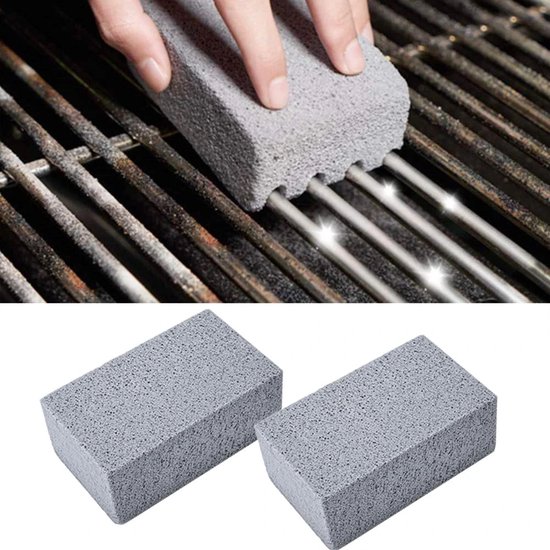 Blocs de pierre ponce pour brosse de gril pour barbecue (2 pièces) - Nettoyage de barbecue ou de Casseroles et poêles - Outils de nettoyage de BBQ de Cuisine Plein air - Nettoyage des taches de brûlure