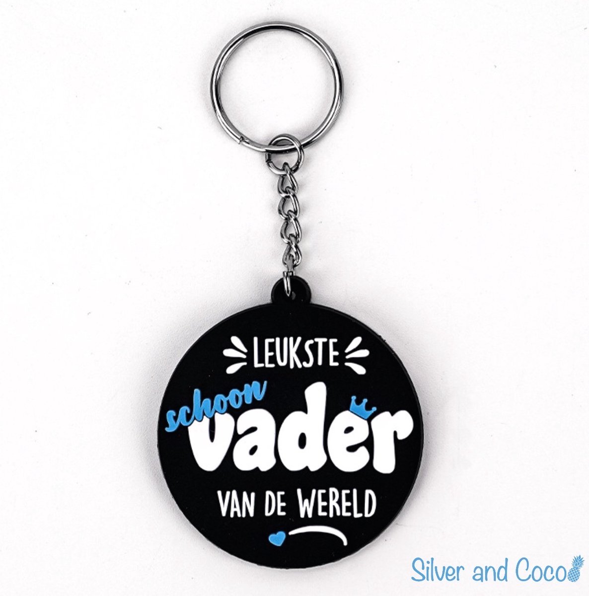 SilverAndCoco® - Schoon Vaderdag Verjaardag Cadeau Kind / 2D Sleutelhanger Auto Huis / Sinterklaas Schoen Cadeau Key Chain / Sleutel Ring Sleutels - Vader / Dad / Leukste Schoonvader