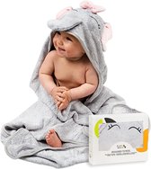 Babyhanddoek met Capuchon (inclusief Washand en Waszak), 100% Bamboe, Sterk Absorberende, Zachte en Delicate Stof, Perfect babygeschenk voor Pasgeborenen, Baby's en Peuters (Roze Olifant)