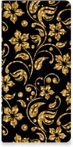 Bookcase Cadeau voor Oma OPPO Reno8 T 5G Telefoonhoesje Gouden Bloemen