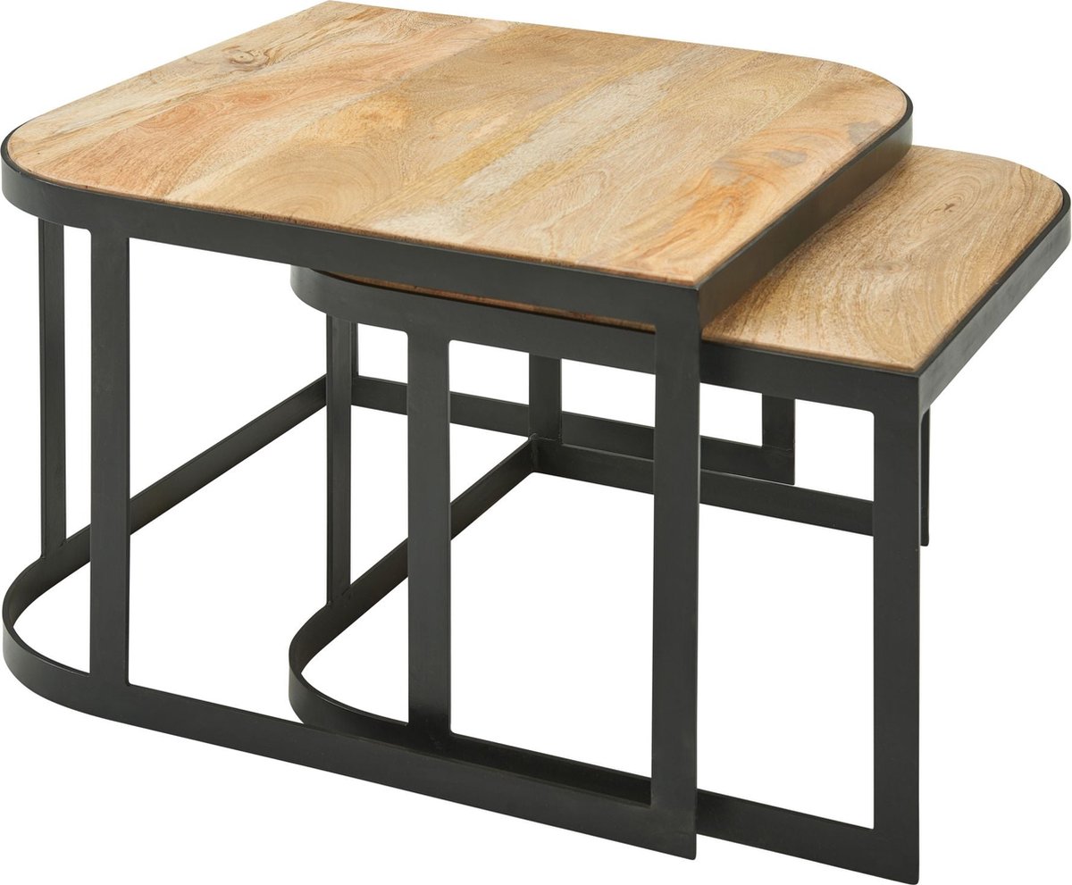 Rootz Salontafel Set Van 2 Mango Massief Hout Metalen Woonkamer rootz-salontafel-set-van-2-mango-massief-hout-metalen-woonkamer